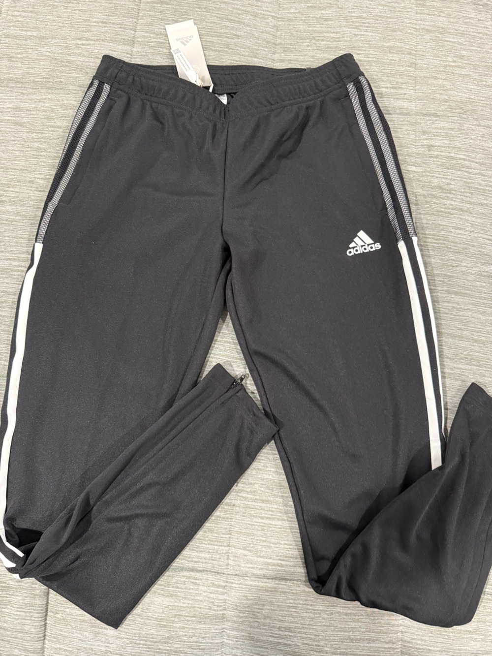 adidas Black Track Joggers with White Side Stripes